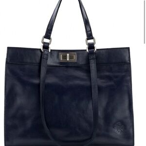 PATRICIA NASH Leather Lucinda Multi Compartment Tote, Navy